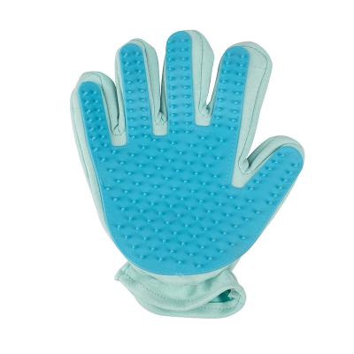 China High Quality Stocked Five Fingers Deshedding Pet Grooming Gloves For Dog Animals Bathing for sale