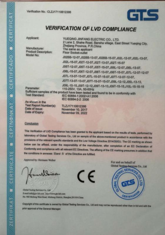 CE - Zhejiang Jinfang Electric Co., Ltd.