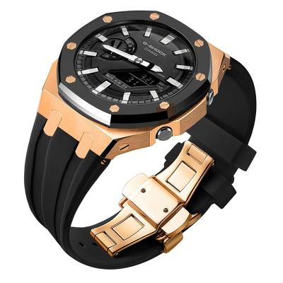 China Personality wave GA2100 facelift watch case imported silicone 316L stainless steel case silicone integrated strap for sale