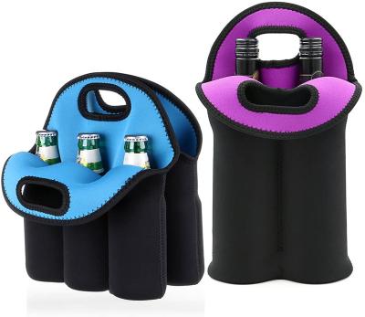 China 2022 Fashion Water Beer Bottle Holder For Travel With Safe Carry Handle 6 Pack Beer Bottle Can Carrier Bag for sale