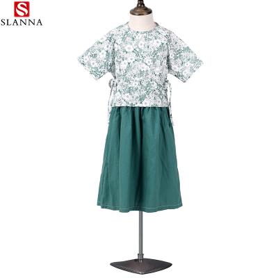 China Southeast Asian Breathable Flower Kids Floral Print Girls Short Sleeve Cotton A Line Dresses With Sash for sale