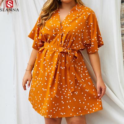 China Slanna Dry Cleaning Plus-size 2021 Fall/Winter Sexy Poly Dot Dress For Women for sale