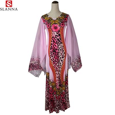 China Anti-wrinkle African Femme 2021 African Print Dashiki Clothes Plus Size Women Dress Batwing Ankara Sleeve Dresses Girl Dress Dress for sale