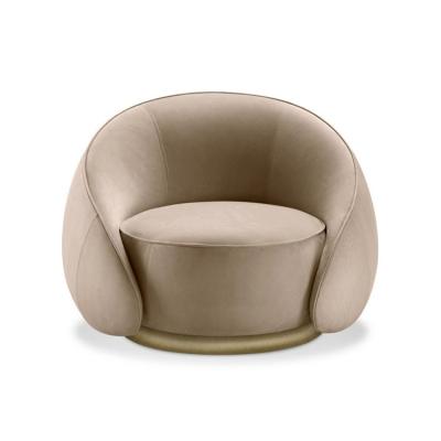 China Velvet Round Italian Elegant Leisure Lounger Living Room Style Good Quality Armchair Frame Chair Solid Wood Furniture for sale