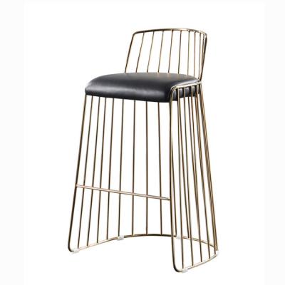 China Modern Bar Iron Bar Chair Leather Top Black Sneaks Modern Creative Gold Cafe Chair Stainless Steel High Quality Chair for sale