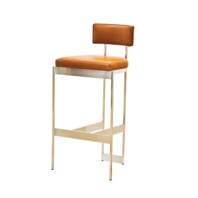 China Modern Styling Modern Bar Stools Counter High Chair Stools Single Back Luxury Leather Bar Chair For Bar Room Furniture Set for sale