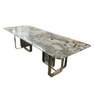 China Italian Luxury Modern Dining Table Italian Restaurant Dining Table Style Marble Agglomerated Stone Table In Dining Room Furniture Set for sale