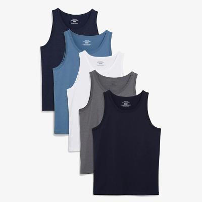 China Compressed Oem Manufacturer Premium Cotton Mens Tank Top Fitness Men's Undershirts Plain Colour Plus Size Men's Tank Top for sale