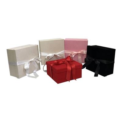 China Recycled Materials Factory Sells  Solid Color Velvet Square Set 2 Flower Gift Box With Hand Gift Box Flower Arrangement Box for sale