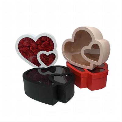 China Recycled Materials Luxury Clear Lid Chocolate Packaging Box Cardboard Heart Flower Box Wedding Gift Box for sale