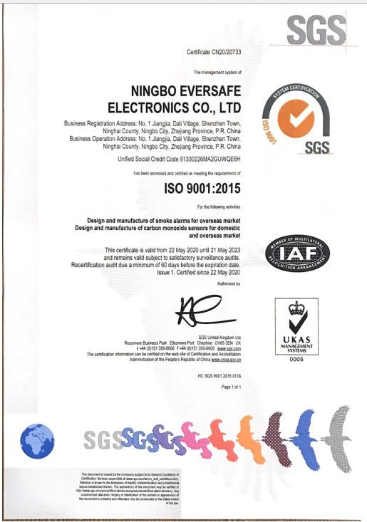 ISO9001 - Ningbo Eversafe Electronics Co., Ltd.