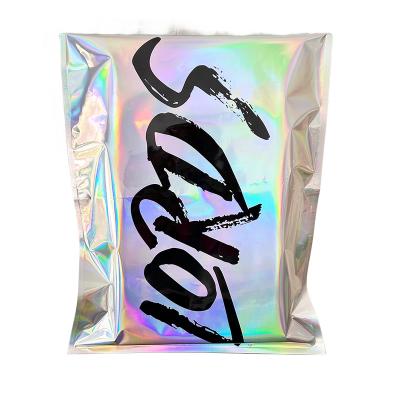 China Clothes Packaging Holographic Foil Mailing Envelopes Mailer Glitter Glossy Aluminium Silver Self Adhesive Custom Poly Mailer for Clothing for sale