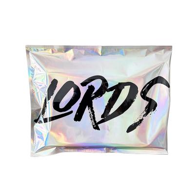 China Clothes Packaging Custom Self Seal Adhesive Rainbow Shipping Envelopes Metallic Foil Mailer Holographic Courier Mailer Bags for Clothing Shipping for sale