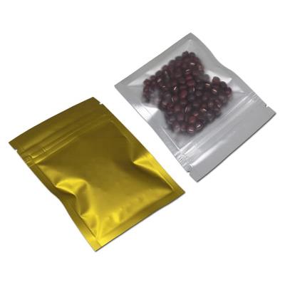 China Moisture Proof Clear Window Front Matte Gold Mylar Bags for Food Storage Smell Proof Bag with Clear Window Resealable Gold Foil Pouch Bag for sale