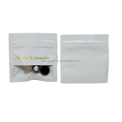 China Moisture Proof Customized Printed Smell Proof Sachet Bags Resealable Mylar Zipper Bag with Clear Window for sale