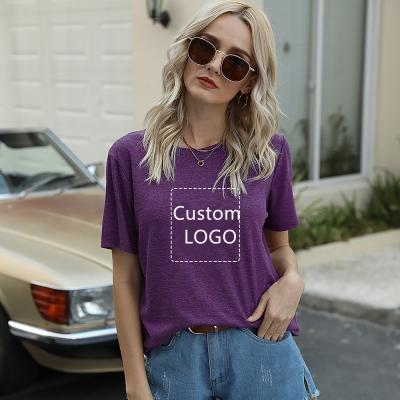 China Breathable LOGO T-shirt For Women Fashion Cotton T-shirt Pure Color Factory Price LOGO Shortsleeves Custom Made for sale