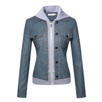 China 2021 Breathable Slim Women 2 Pieces New Faux Woven Zipper Hooded Pocket Coats Women's Jackets Biker Jackets for sale