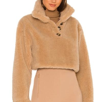 China 2021 Sustainable Fur Coat Recycled Polyester Jacket Buttoned Faux Fur Sherpa Shorts Wool Teddy Pullover for sale