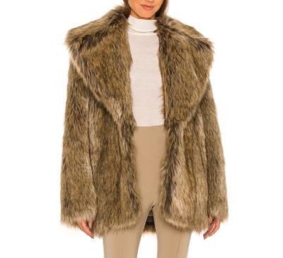 China Women's Viable Outer Wear Heavy Winter Coats Natural Faux Raccoon Fur Color Fuzzy Long Coat Overcoat for sale