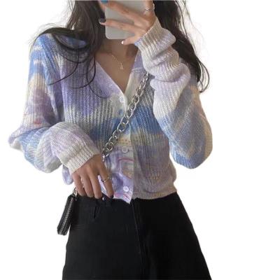 China Solid Anti-Pilling Best Price Crop V-Neck Female Tops Fashion Women Sweater Cardigan for sale