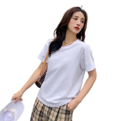 China hot sale short regular thin women's solid color sleeve high quality t-shirt Anti-wrinkle cotton T-shirt can be custom logo for sale