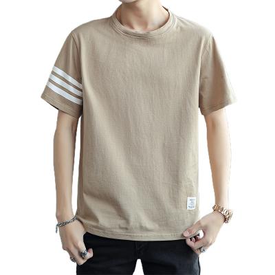 China SS21 Anti-wrinkle summer style men's boy Korean cotton short sleeve high quality simple daily street casual round neck T-shirt for sale