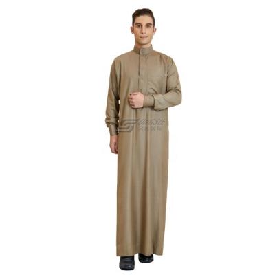 China Spun Polyester Or Muslim Men Thobe Of TR Fabric Mens Design Or Korean High Quality Imitation Cotton Fabric Islamic Men Robe Long Saudi Thobe Clothing for sale