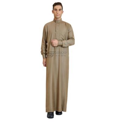 China Polyester spun or thobe saudi arabic islamic muslim classic men's long robe high quality TR fabric or Korean imitation fabric for sale