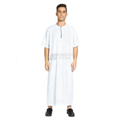 China Spun Polyester Or Imitation Korean Fabric Mens Muslim Kaftan Islamic Arab Long Sleeve Stand Collar Thobe Robe for sale