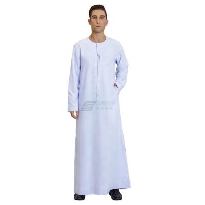 China Spun Polyester Or TR Fabric Thobes Polyester Round Neck Robes Omani Or Jubbah Arab Men's Arabian Mens Imitation Thobe Middle East Oman Robes Korean Men's Robes for sale