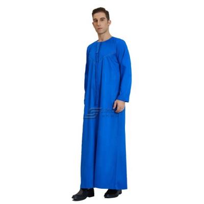 China Spun Polyester Or TR Cloth Islamic Fashion Thobe Or Wholesale High Quality Imitation Korean Muslim Thobe Men Jubah Abaya Oman Kaftan Contrast Color Cloth Modern Men Robe for sale