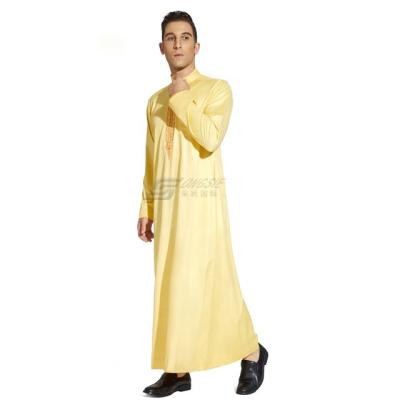 China Spun Polyester Or TR Fabric Or Imitation Korean Fabric Wholesale Muslim Liturgy Khadi Traditional Islamic Clothing Ramadan Prayer Dubai Muslim Men Thobe for sale