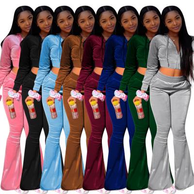 China Breathable Winter Jacket Woman Velor Suits Women Sweatpants And Hoodie Wide Leg Pants Jogger Velor Tracksuit Sweatshirt 2 Piece Set for sale