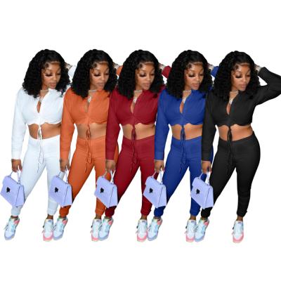 China 2021 Autumn Clothing Long Sleeve Crop Top Joggers Breathable Tracksuits Shirts Pants Sportswear Two Piece Tracksuit Sweatsuit for sale