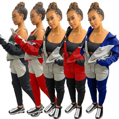 China Breathable Sportswear Patchwork Tracksuits Teams Autumn Sweat Hoodie And Zipper Sweatpants Women Clothing Sets Girl Tracksuits 2 Piece Set for sale