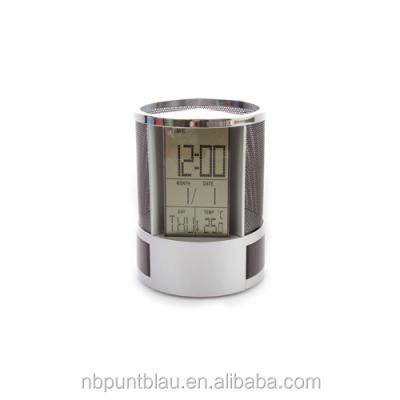 China Calendar Table Clock PVC Pen Holder With Multifunction Display for sale