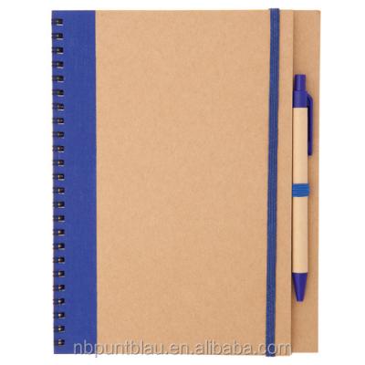 China Eco-friendly reused cardboard spiral notepads with ballpen 65pages for sale