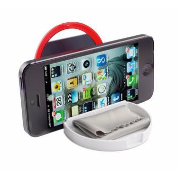 China PORTABLE multifunctional mobile phone holder with mirror and clwaning cloth for sale