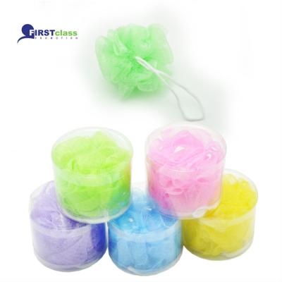 China Plastic Multi Color Body Shower Sponge Bath Flower Shaped Cleaning Ball for sale