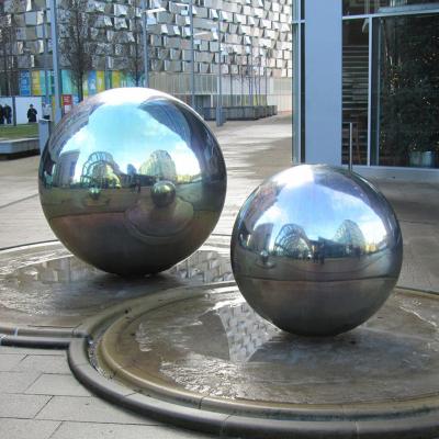 China Factory sale contemporary garden decoration 400 500 600 700 800mm stainless steel hollow sphere water feature for sale