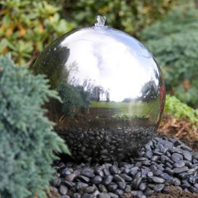 China Factory sale contemporary garden decoration 400 500 600 700 800mm stainless steel hollow sphere water feature for sale