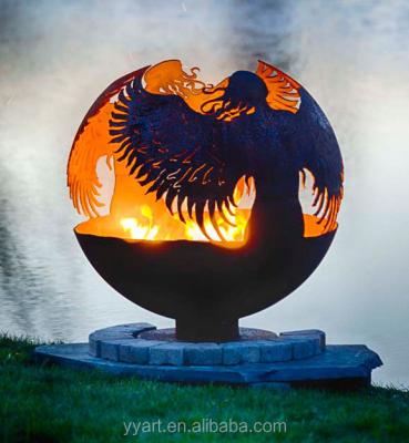 China Modern Eagle 30 Inch Metal Ball Fire Pit For Garden for sale