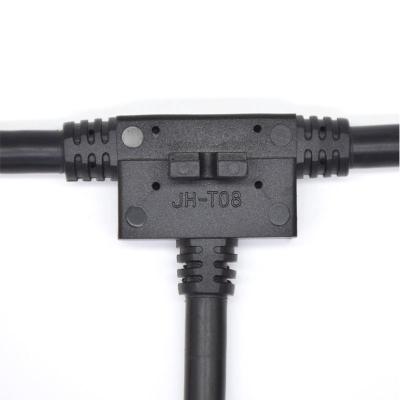 China T Type IP68 Waterproof Connectors Black PA66 For LED Outdoor Displays. for sale