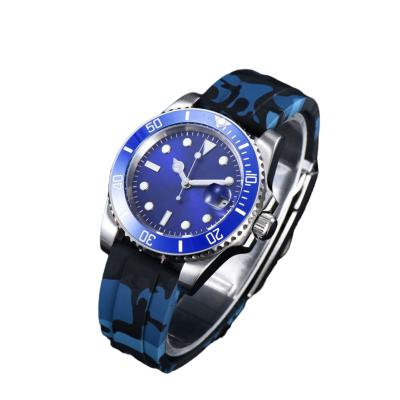 China New Waterproof Men's Watch Automatic Movement 40mm Blue Aseptic Dial Bezel Ceramic Stainless Steel Rotating Watch for sale