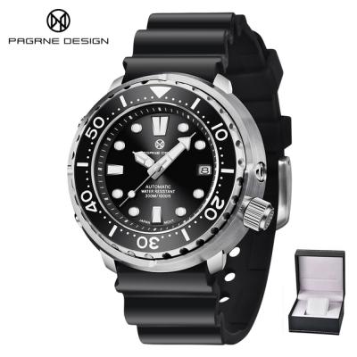 China Auto Date PAGRNE DESIGN Watch 300M Waterproof Automatic Sapphire Glass Men Mechanical New 45mm Stainless Steel Big Dial for sale