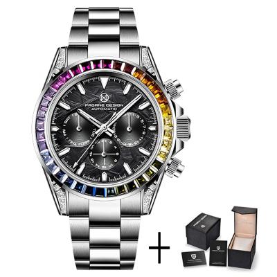 China Auto Date PAGRNE DESIGN New Mens Mechanical Wristwatches Waterproof Stainless Steel Automatic Watches Fashion Sapphire Glass Watch For Men for sale