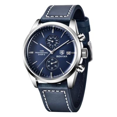 China Waterproof 2021 New BENYAR Leather Men's Quartz Watch Brand 100M Luxury Waterproof Men's Watch Sports Watch for sale