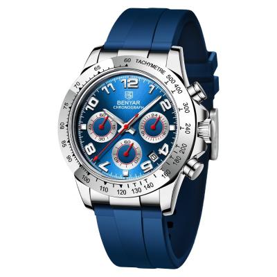 China BENYAR New Top Stainless Steel Chronograph 30M Mens Waterproof Luxury Men's Quartz Watch Brand Sports Watch for sale