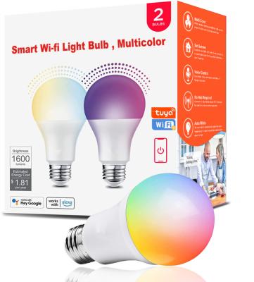 China WiFi Light Bulb 12W 15W RGB+White+Warm White E27 LED Light Bulb Dimmable Alexa Compatible Tuya Smart Life APP Google Assistant Residential for sale