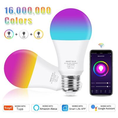 China Residential 12W 15W WiFi E26 E27 Smart LED Bulb RGB Lamp Work With Alexa / Google Home Tuya Home APP Dimmable RGB+White+Warm Smart White for sale